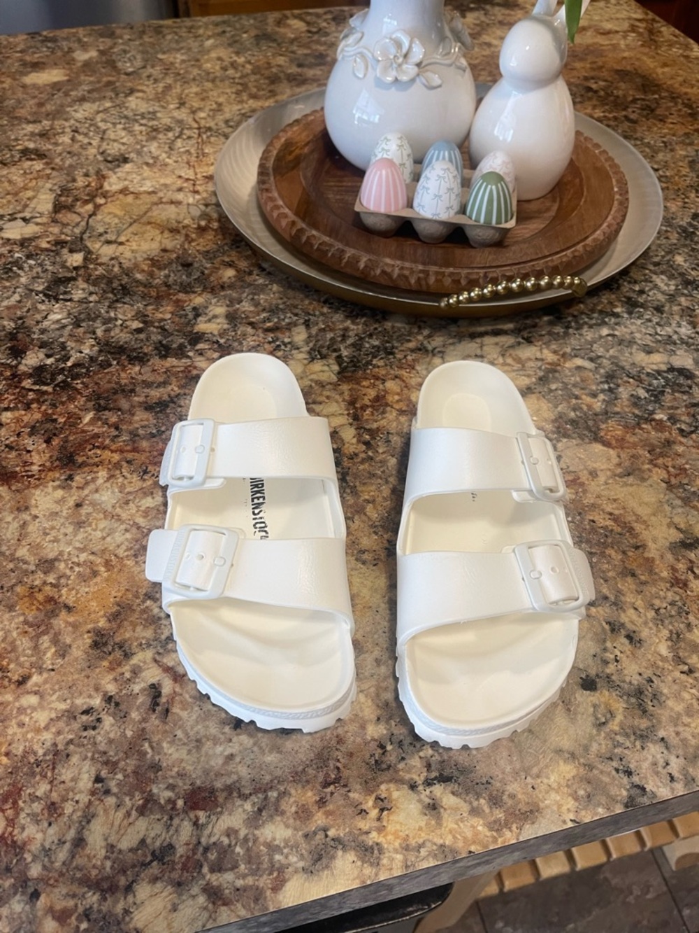 Birkenstock Women’s White Double-Band Slide Sandals